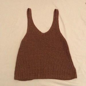 Brown knit crop top